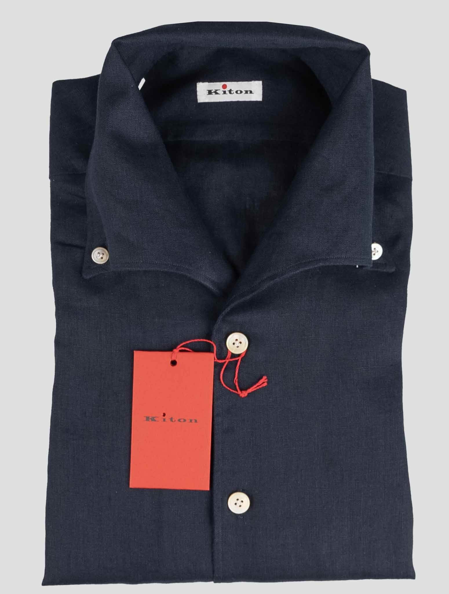 Kiton Blue Navy Linen Shirt