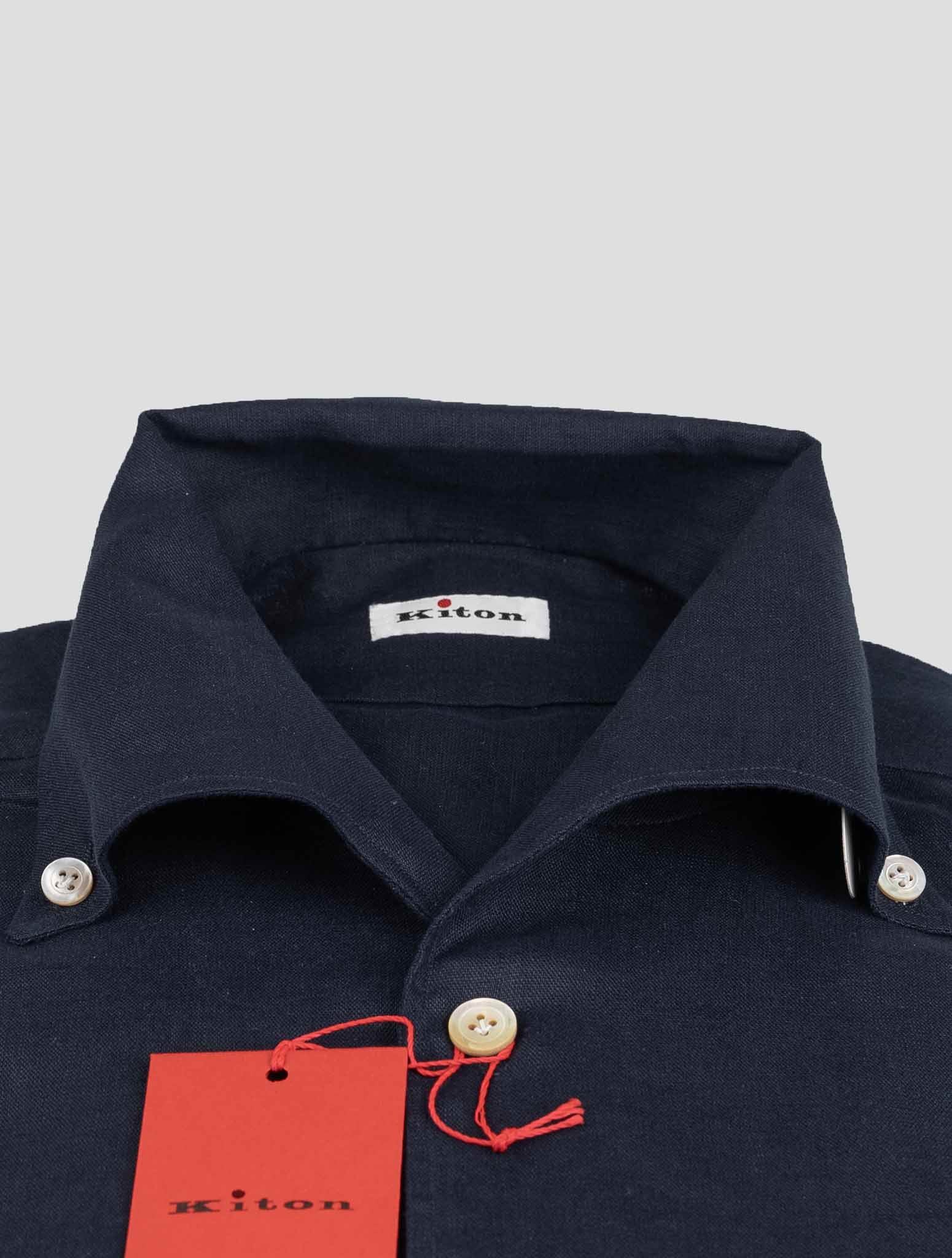 Kiton Blue Navy Linen Shirt — view 2