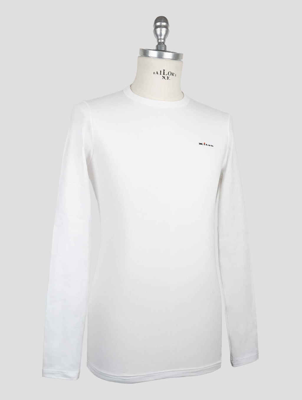 Kiton White Cotton Elasticated Underwear T-Shirt Long Sleeve — view 2
