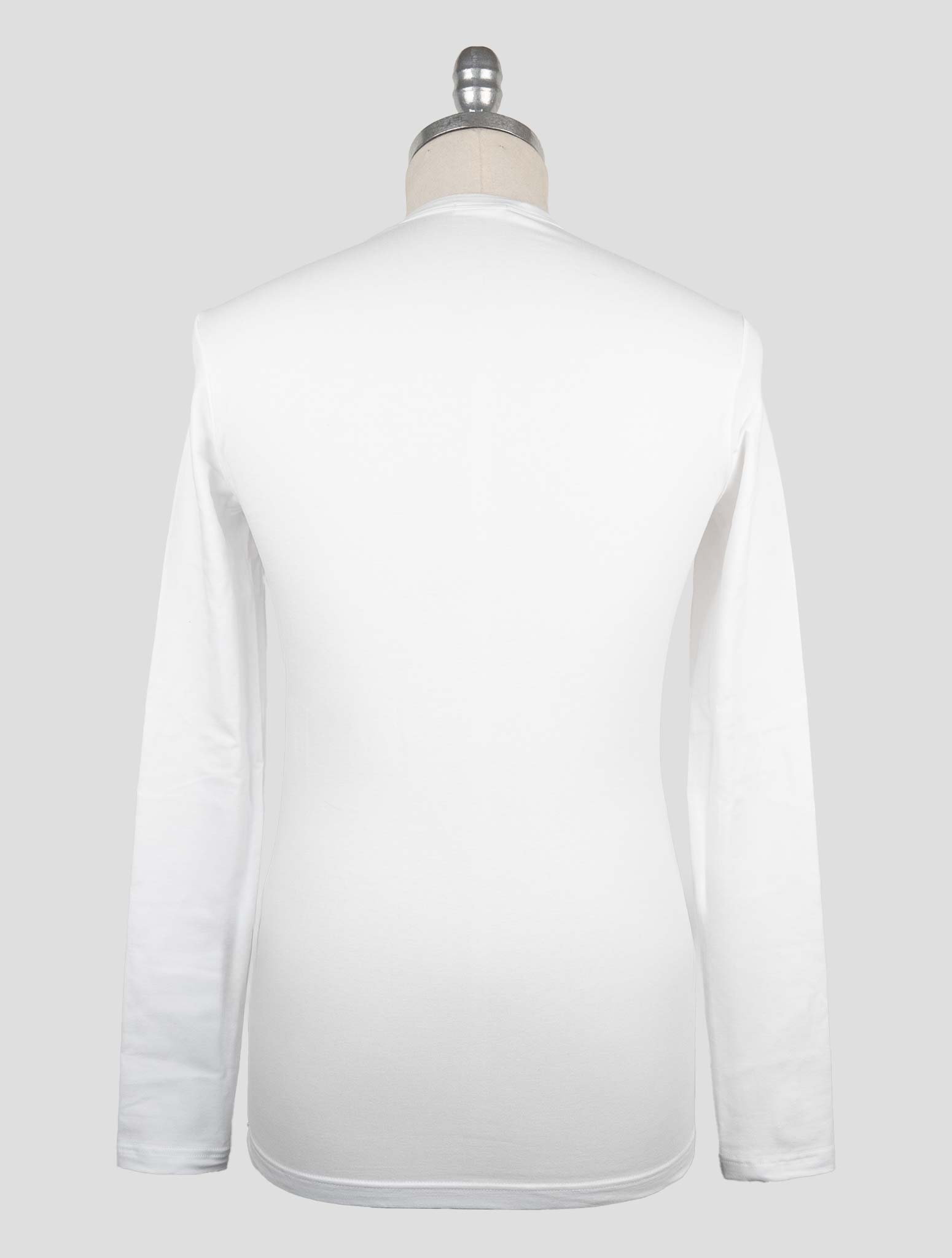 Kiton White Cotton Elasticated Underwear T-Shirt Long Sleeve — view 3