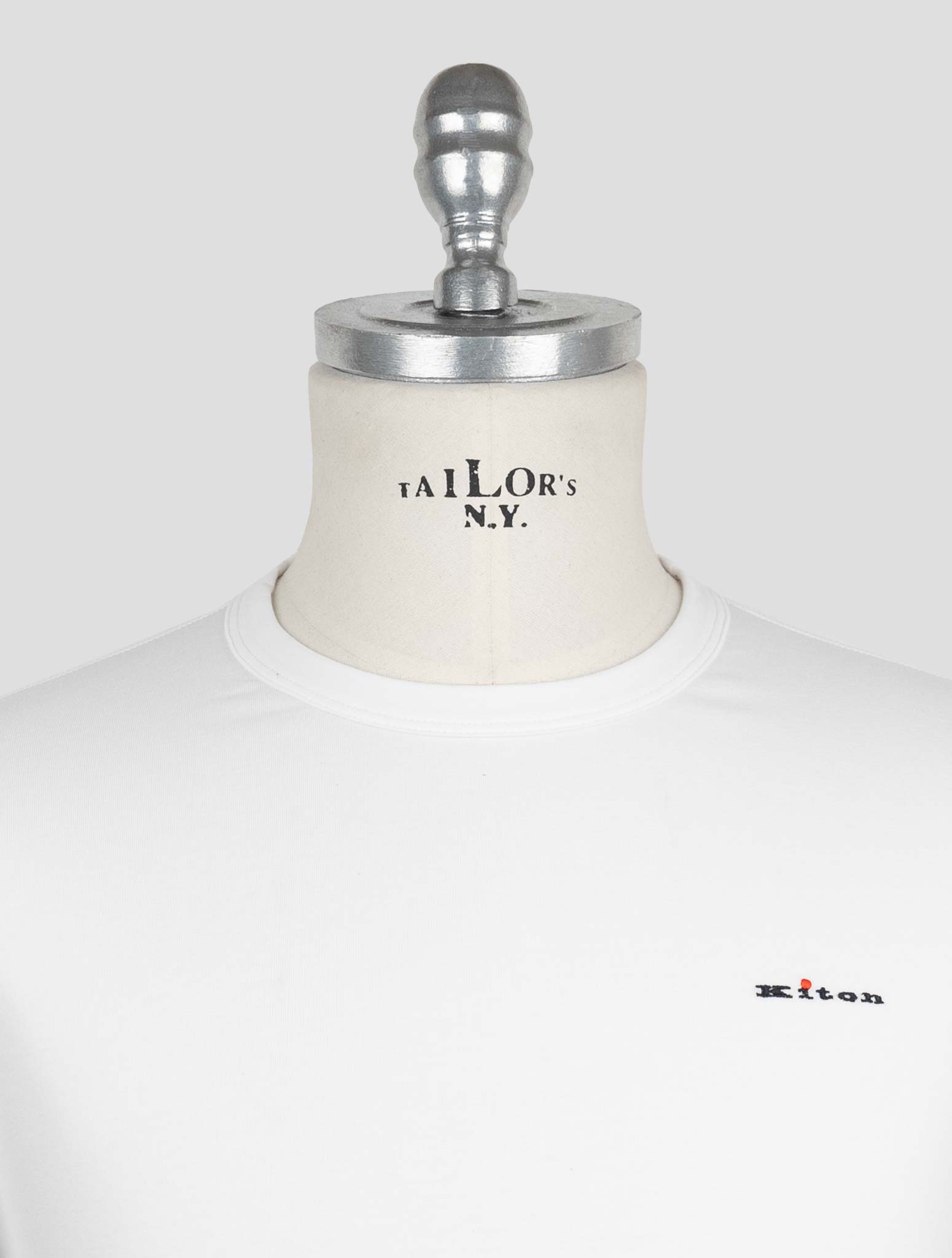 Kiton White Cotton Elasticated Underwear T-Shirt Long Sleeve — view 4