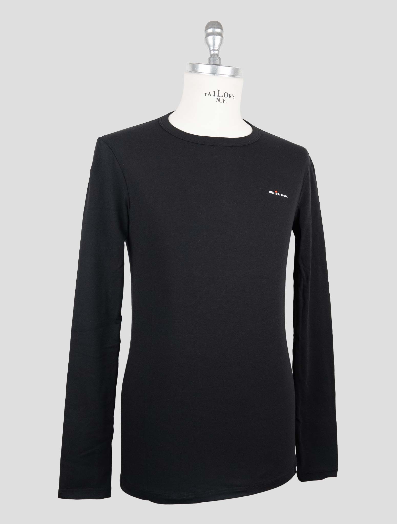 Kiton Black Cotton Elasticated Underwear T-Shirt Long Sleeve — view 2