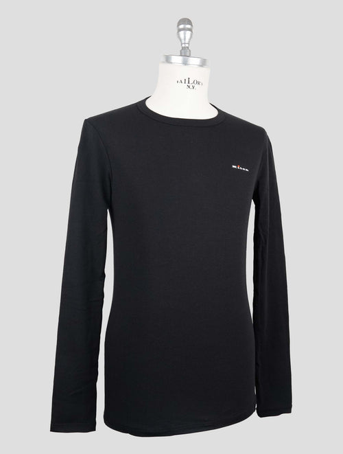 Kiton Black Cotton Elasticated Underwear T-Shirt Long Sleeve — view 2