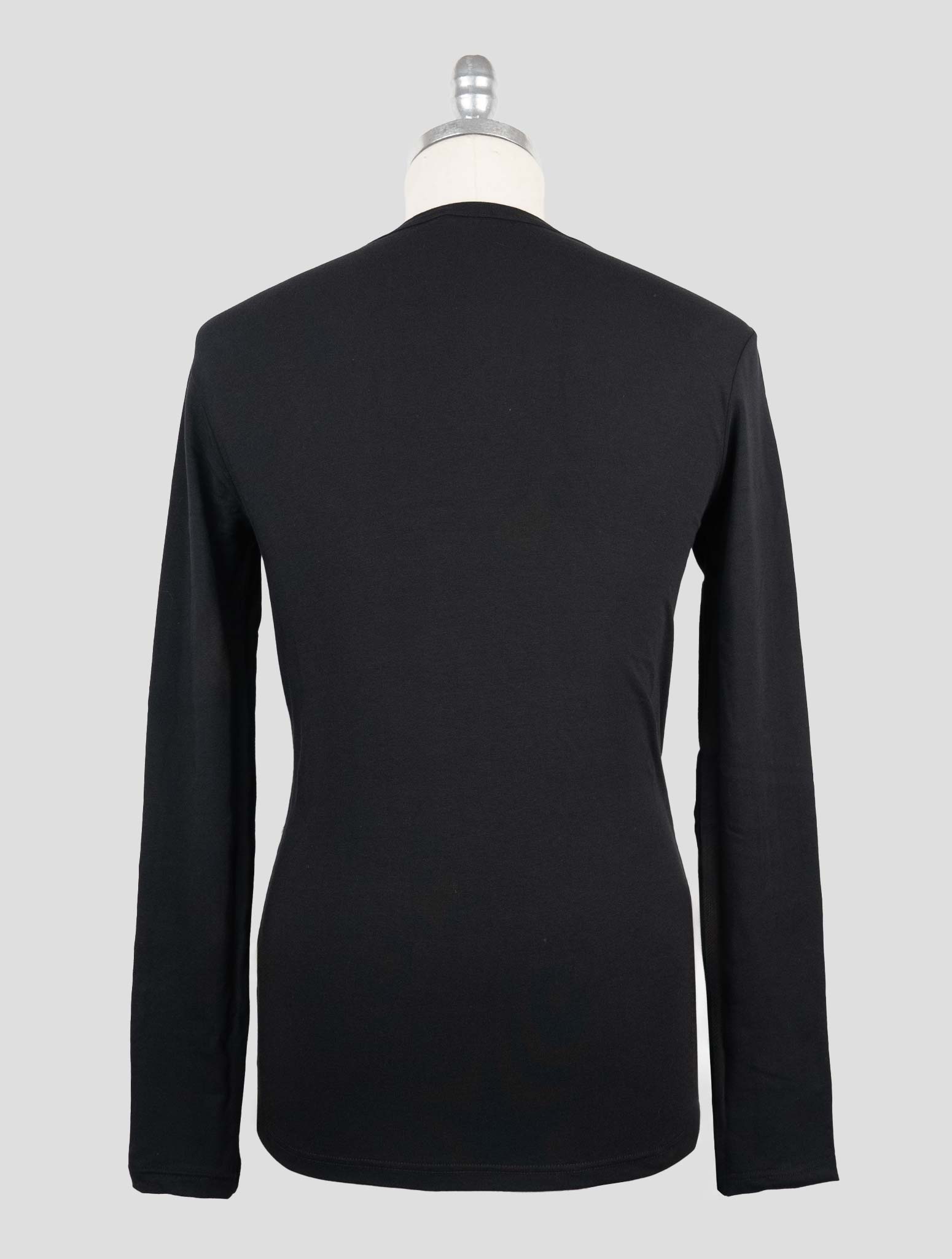 Kiton Black Cotton Elasticated Underwear T-Shirt Long Sleeve — view 3
