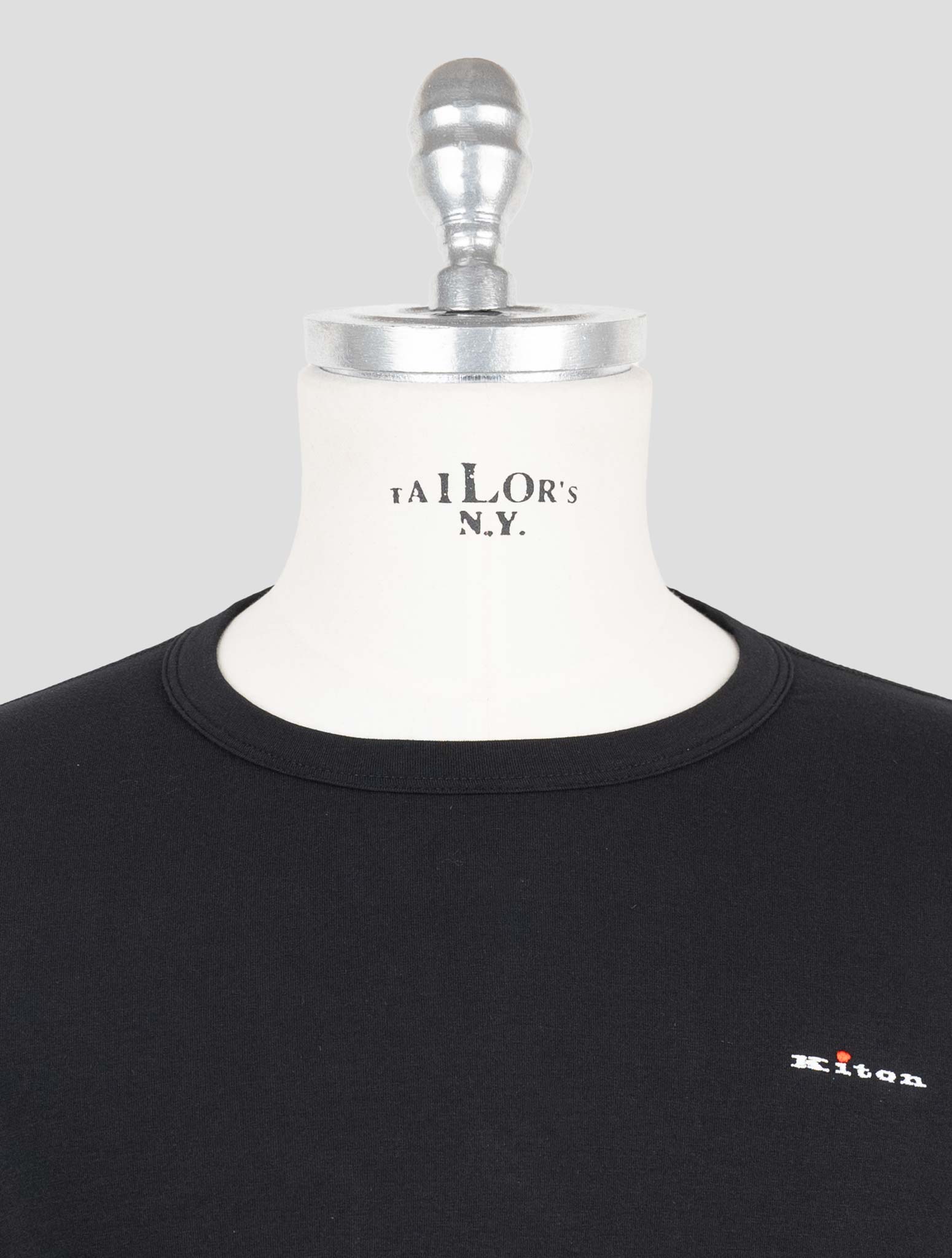 Kiton Black Cotton Elasticated Underwear T-Shirt Long Sleeve — view 4