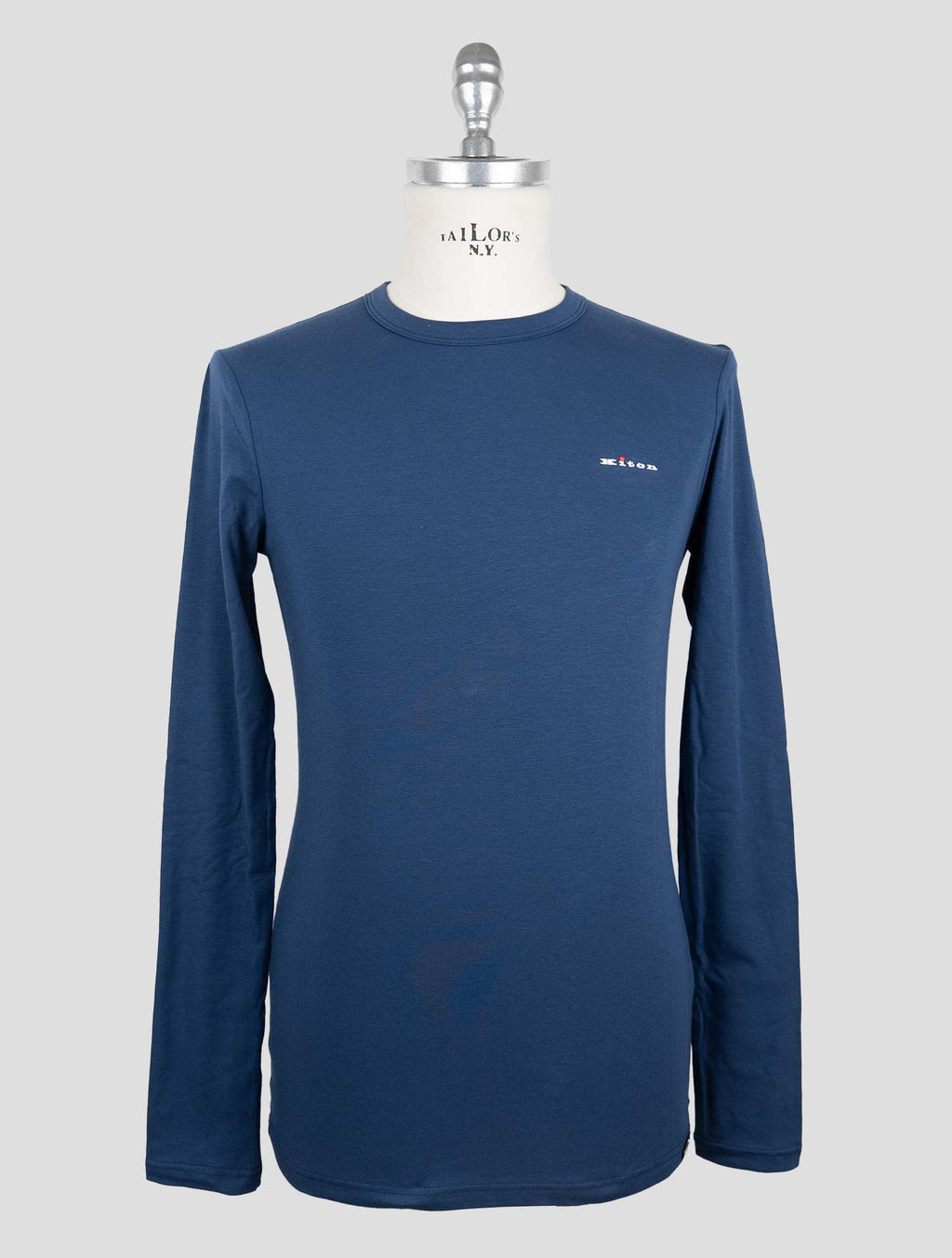 Kiton Blue Cotton Elasticated Underwear T-Shirt Long Sleeve
