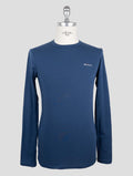 Kiton Blue Cotton Elasticated Underwear T-Shirt Long Sleeve