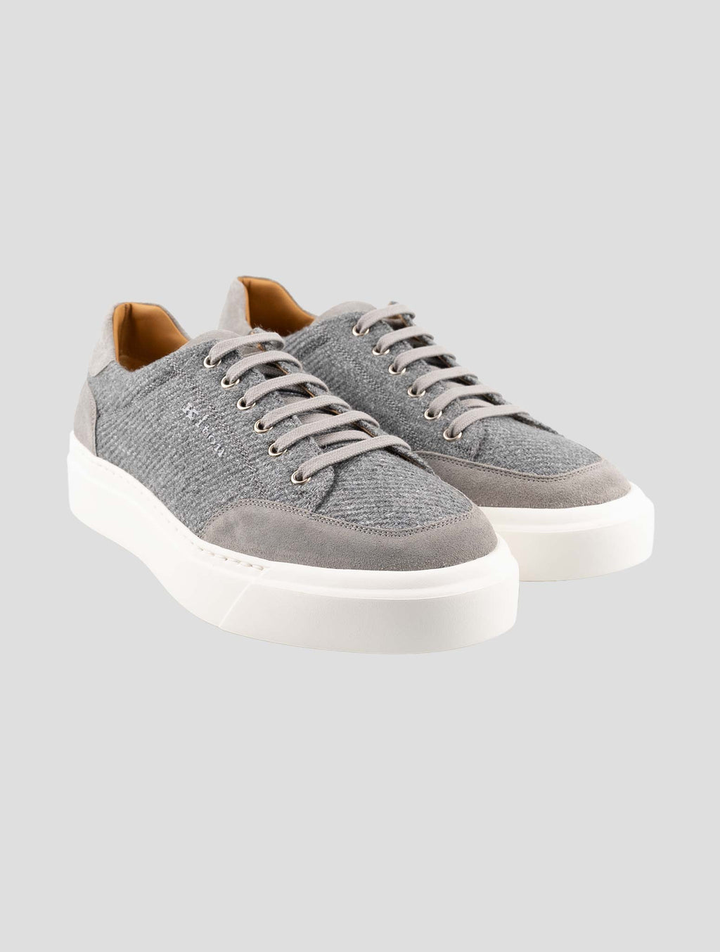 Kiton Gray Cashmere Virgin Wool Silk Linen Sneakers