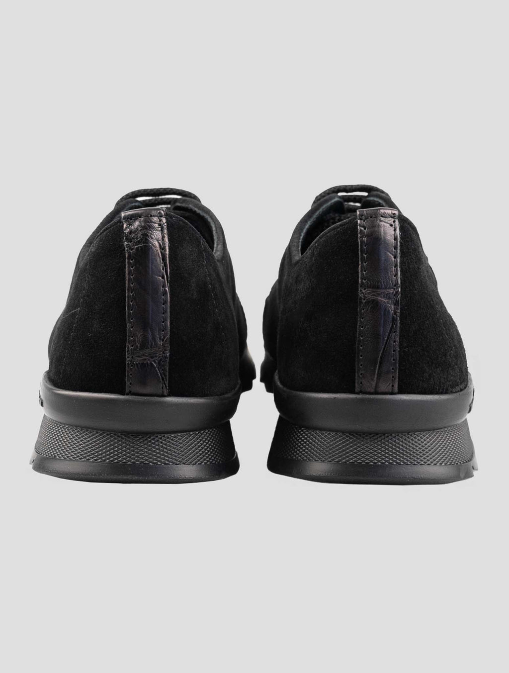 Kiton Black Leather Suede Leather Crocodile Overcoat