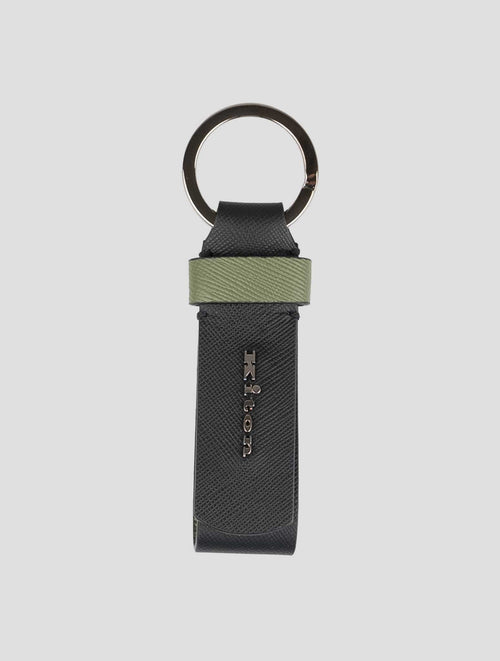 Kiton Black Green Leather Keychain