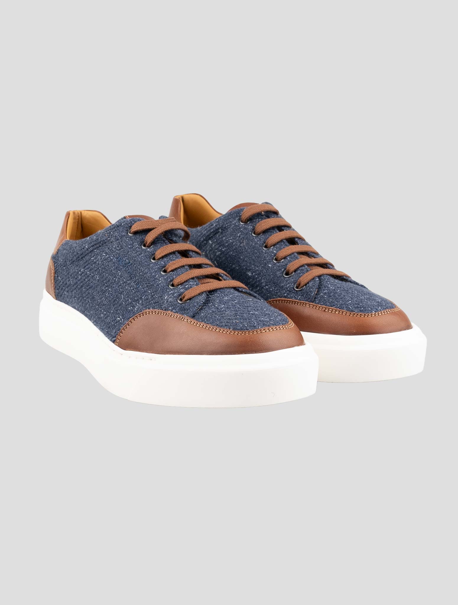 Kiton Blue Cashmere Virgin Wool Silk Linen Sneakers