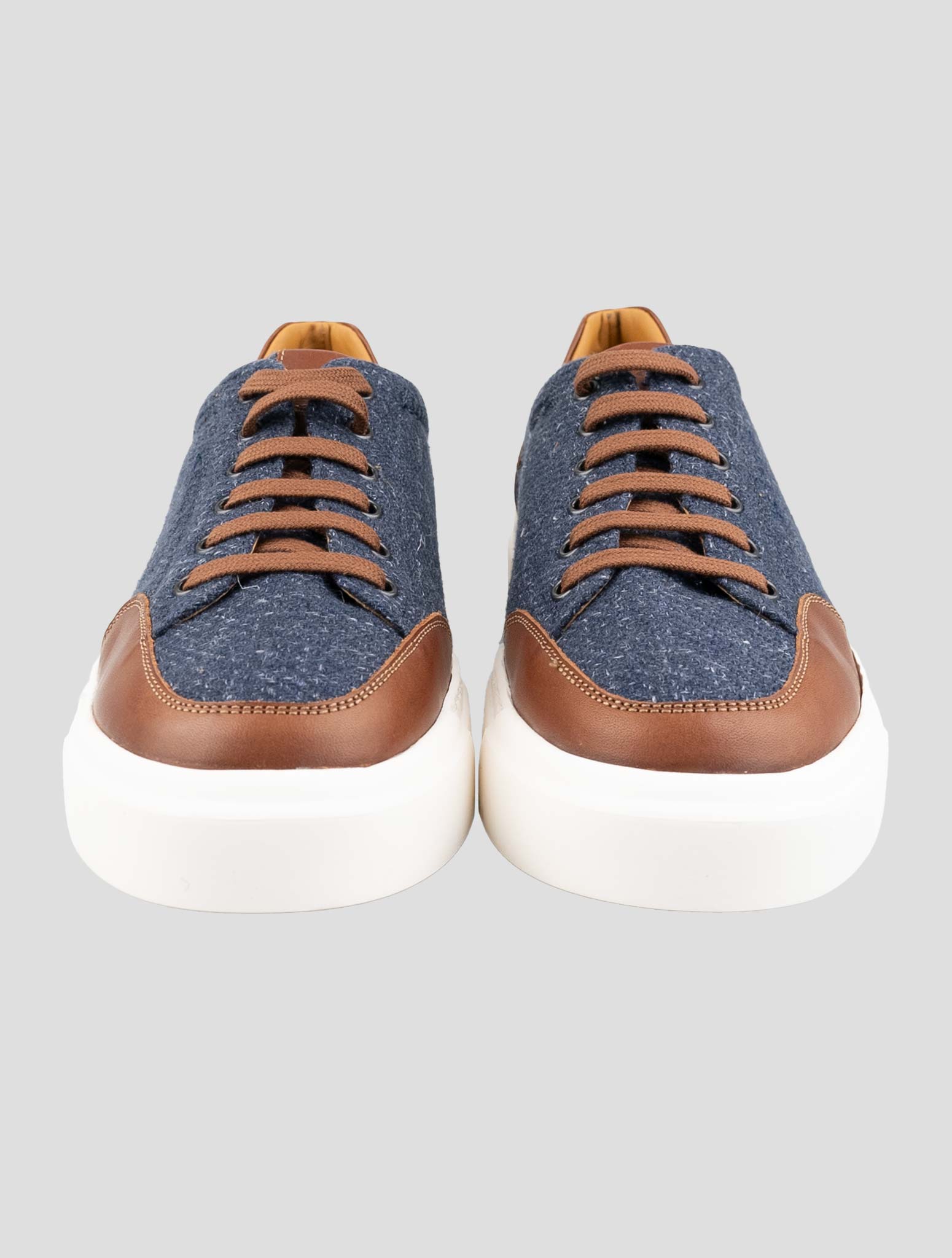Kiton Blue Cashmere Virgin Wool Silk Linen Sneakers