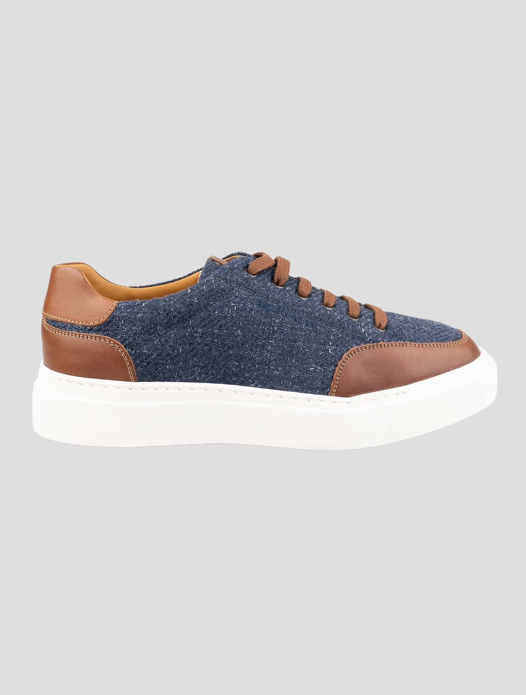 Kiton Blue Cashmere Virgin Wool Silk Linen Sneakers