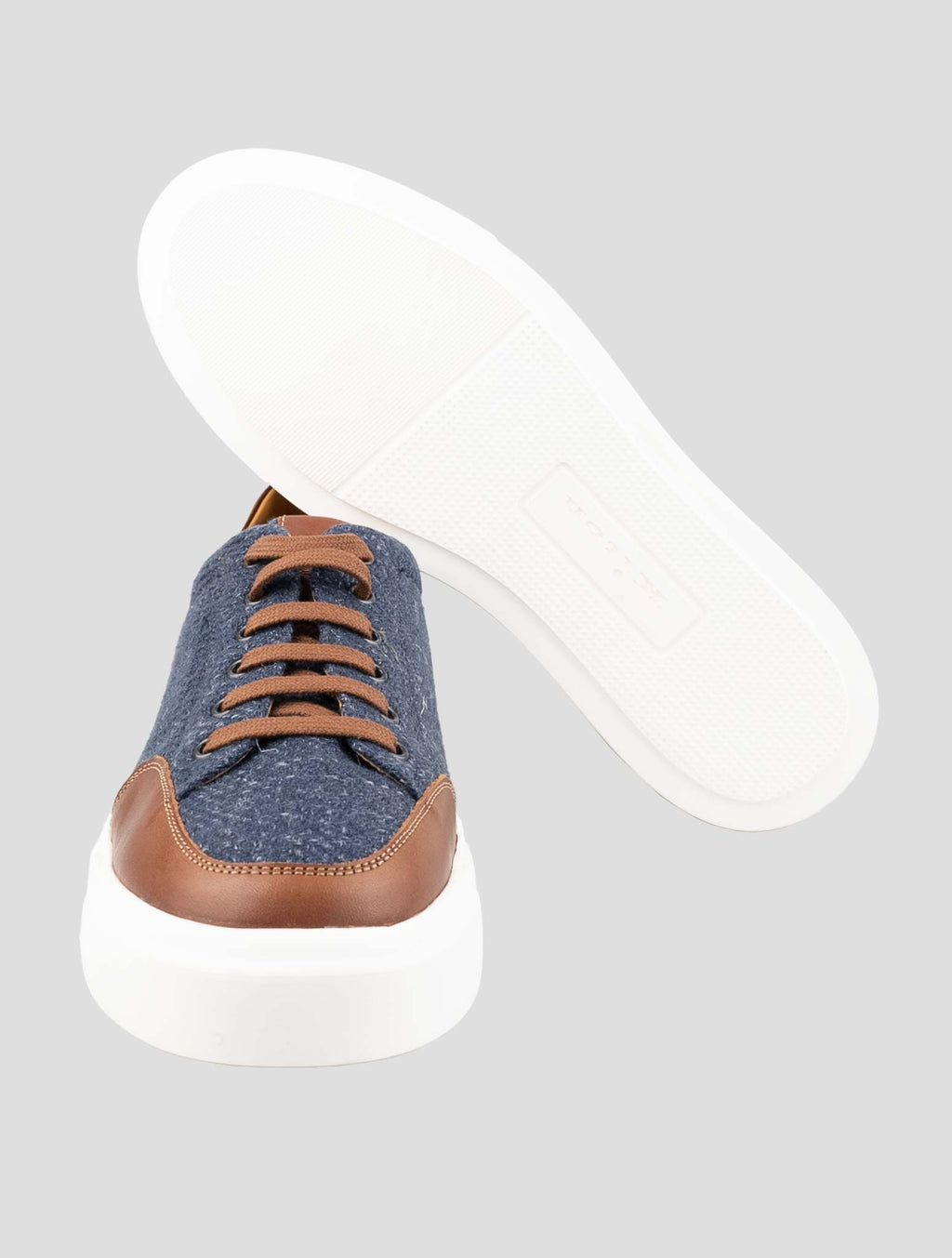 Kiton Blue Cashmere Virgin Wool Silk Linen Sneakers