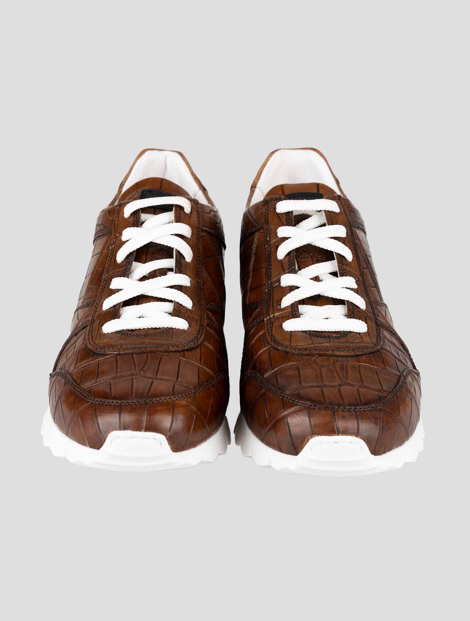 Kiton Brown Crocodile Sneakers USSA077 II