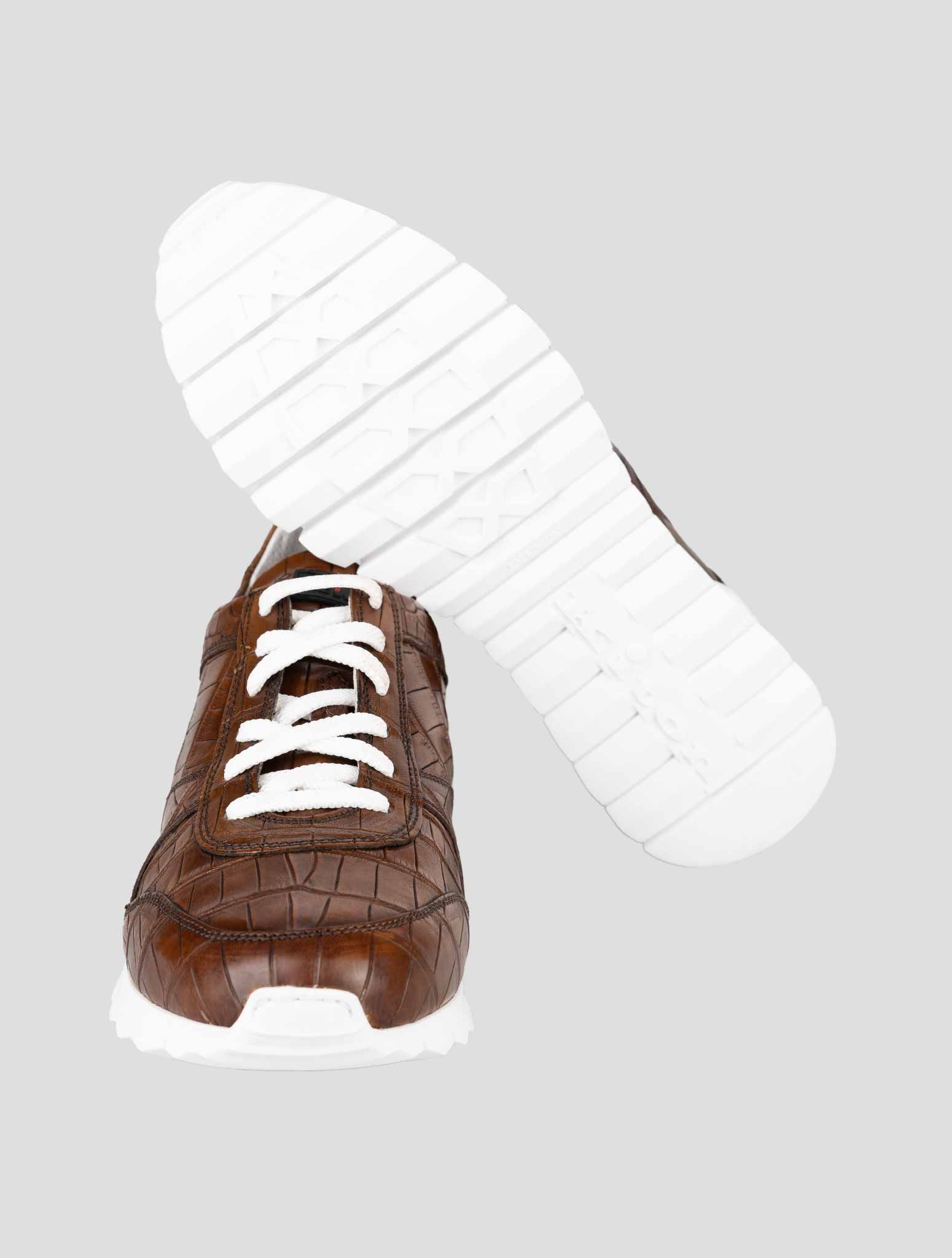 Kiton Brown Crocodile Sneakers USSA077 II
