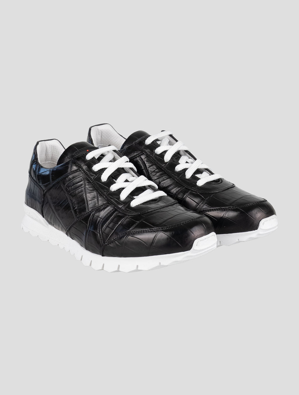 Kiton Black Full-Crocodile Sneakers USSA077