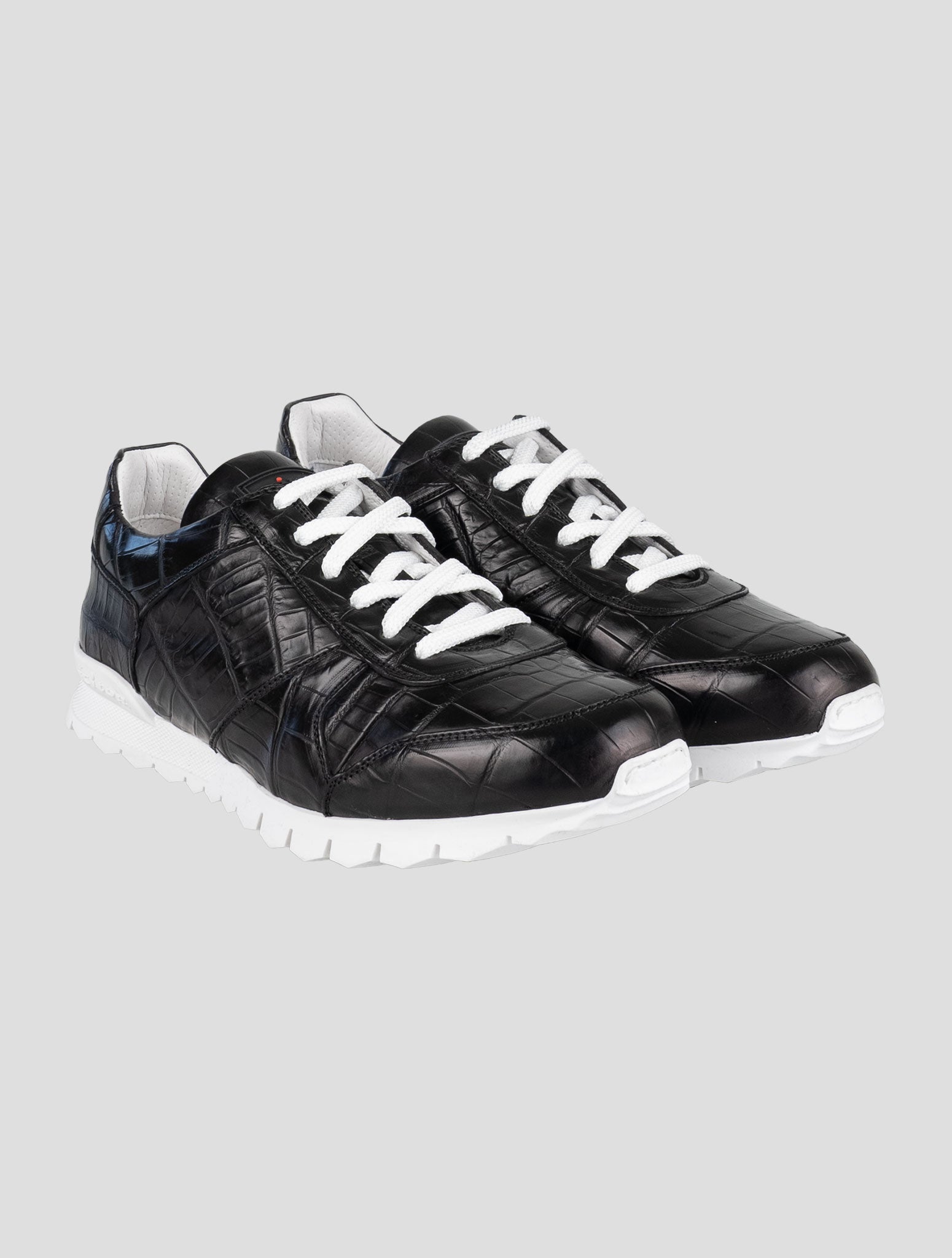 Kiton Black Full-Crocodile Sneakers USSA077