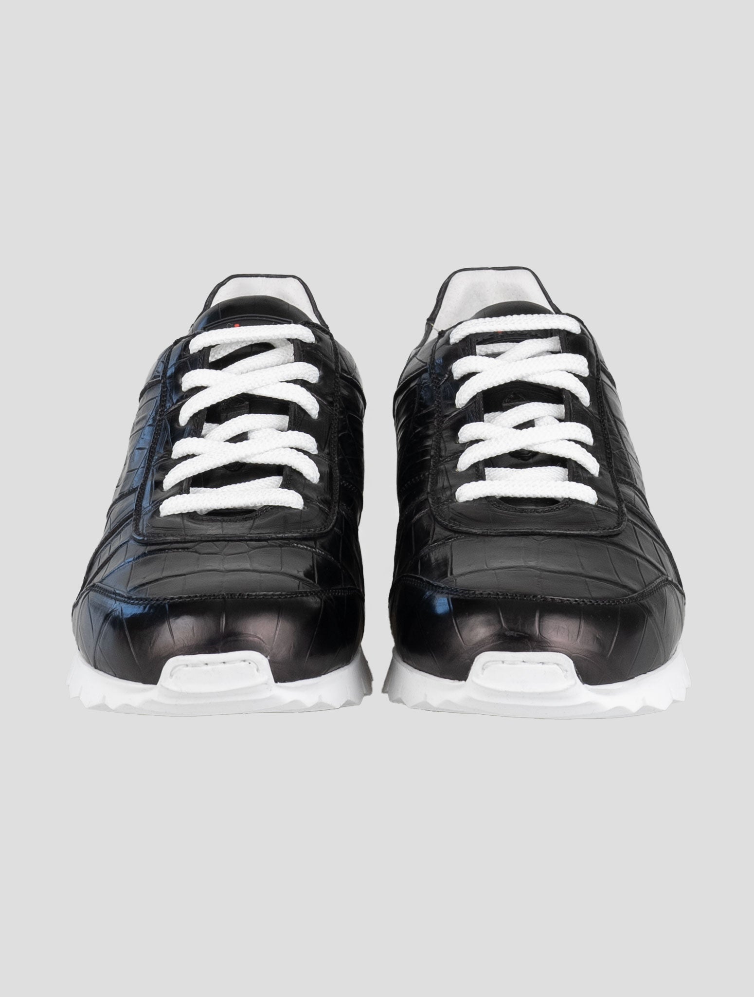 Kiton Black Full-Crocodile Sneakers USSA077