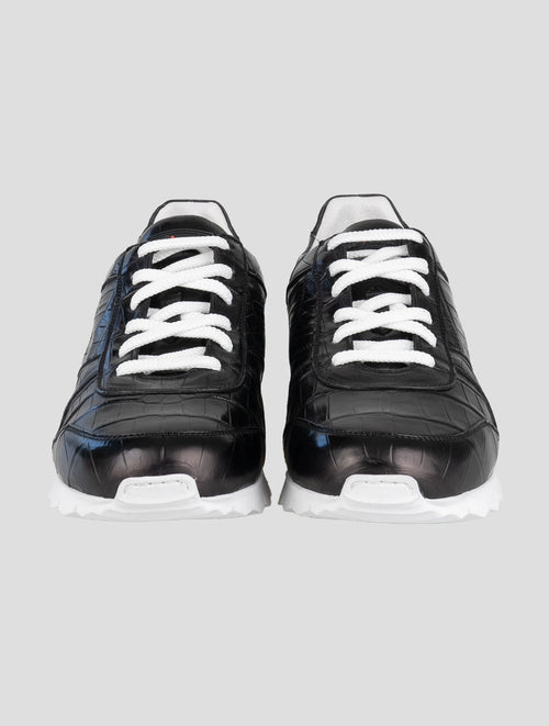 Kiton Black Full-Crocodile Sneakers USSA077