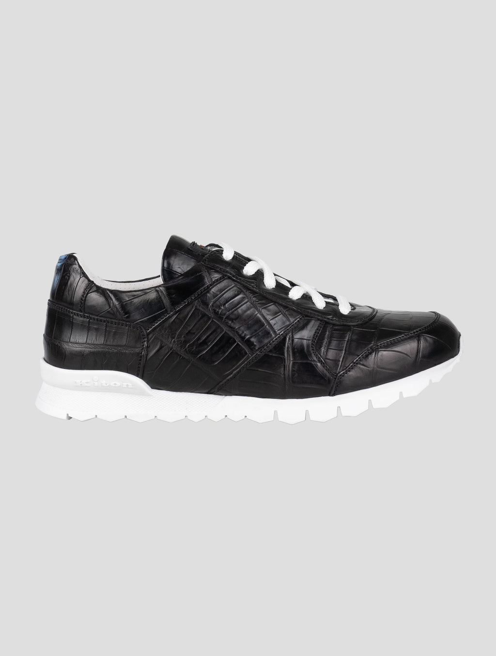 Kiton Black Full-Crocodile Sneakers USSA077