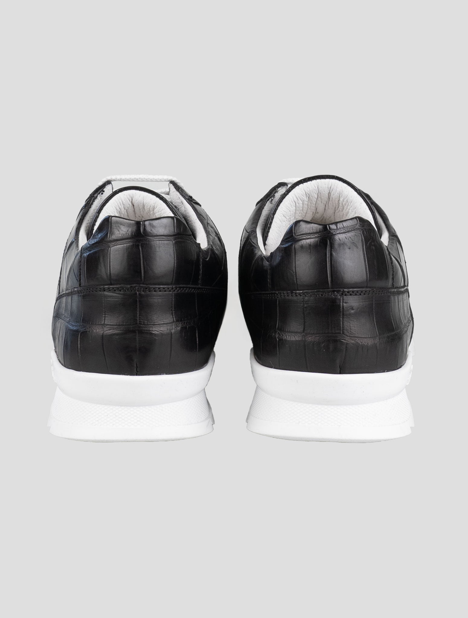 Kiton Black Full-Crocodile Sneakers USSA077