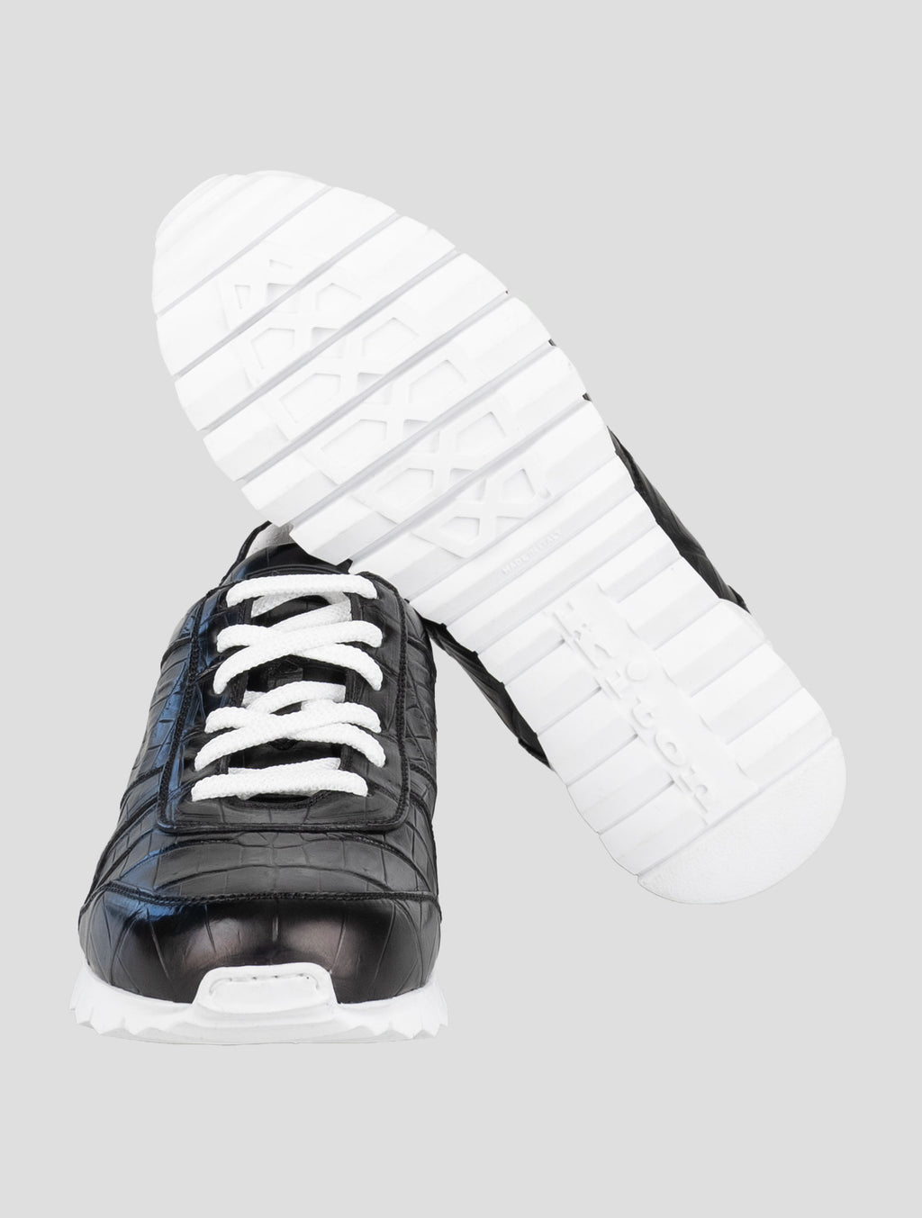 Kiton Black Full-Crocodile Sneakers USSA077