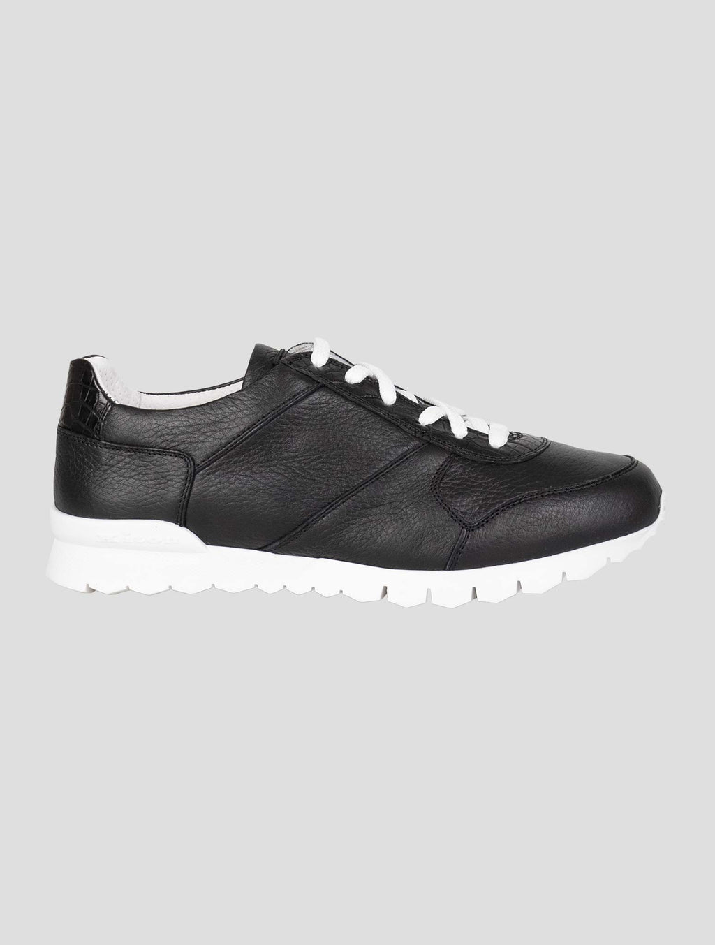 Kiton Black Leather Deer Leather Crocodile Sneakers