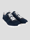 Kiton Blue Suede Crocodile Sneakers USSA077