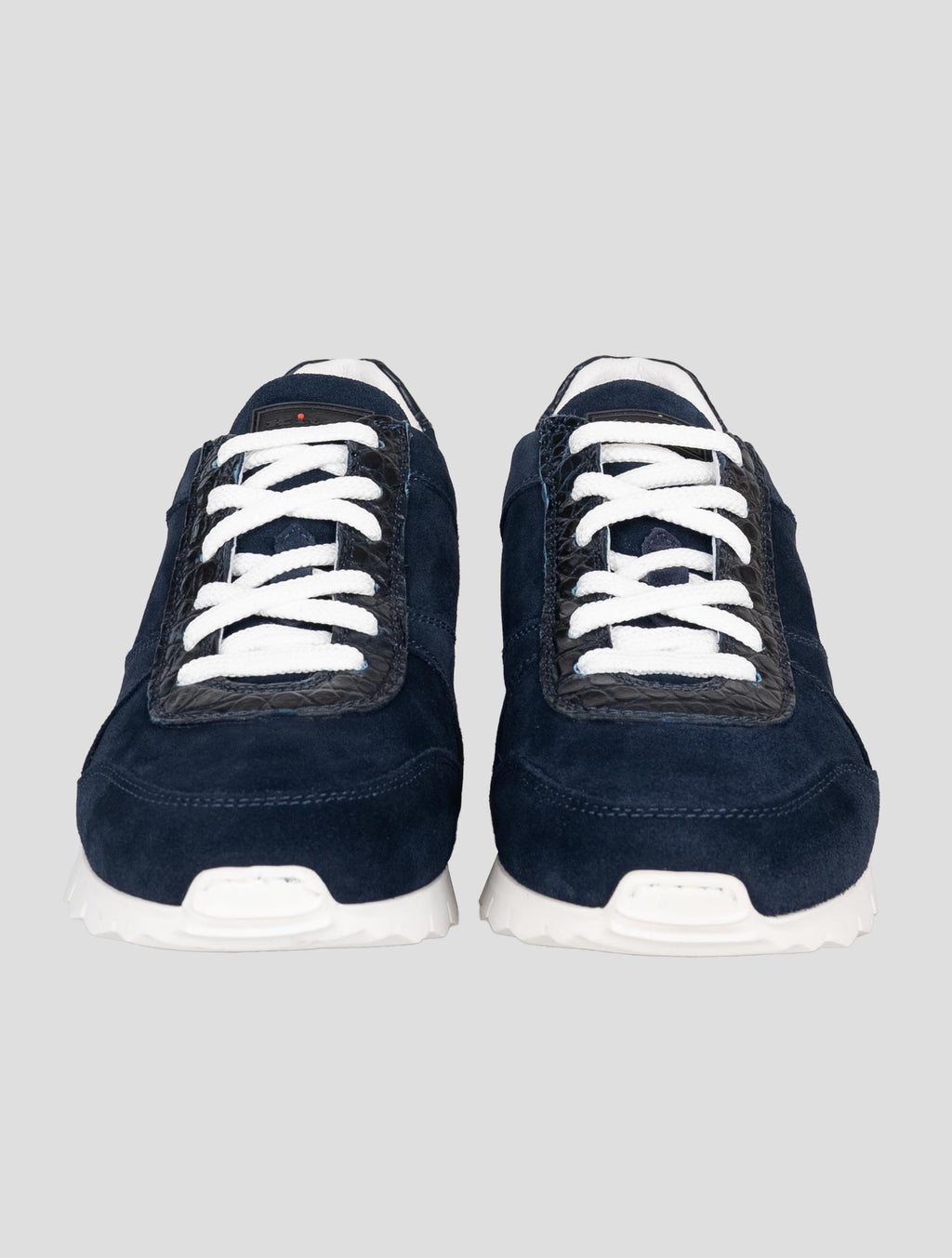 Kiton Blue Suede Crocodile Sneakers USSA077