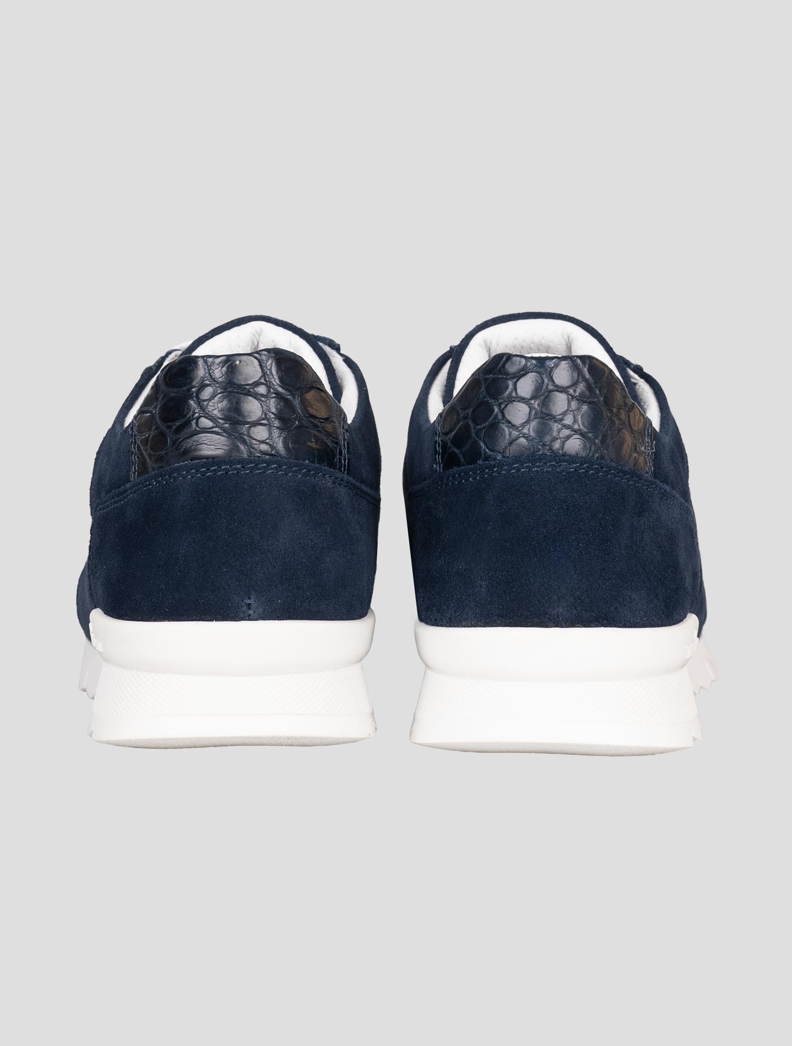 Kiton Blue Suede Crocodile Sneakers USSA077
