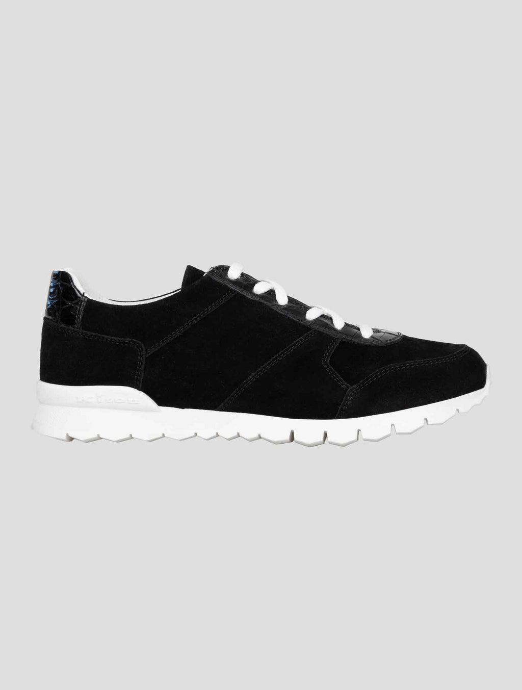 Kiton Black Leather Suede and Leather Crocodyle Sneakers