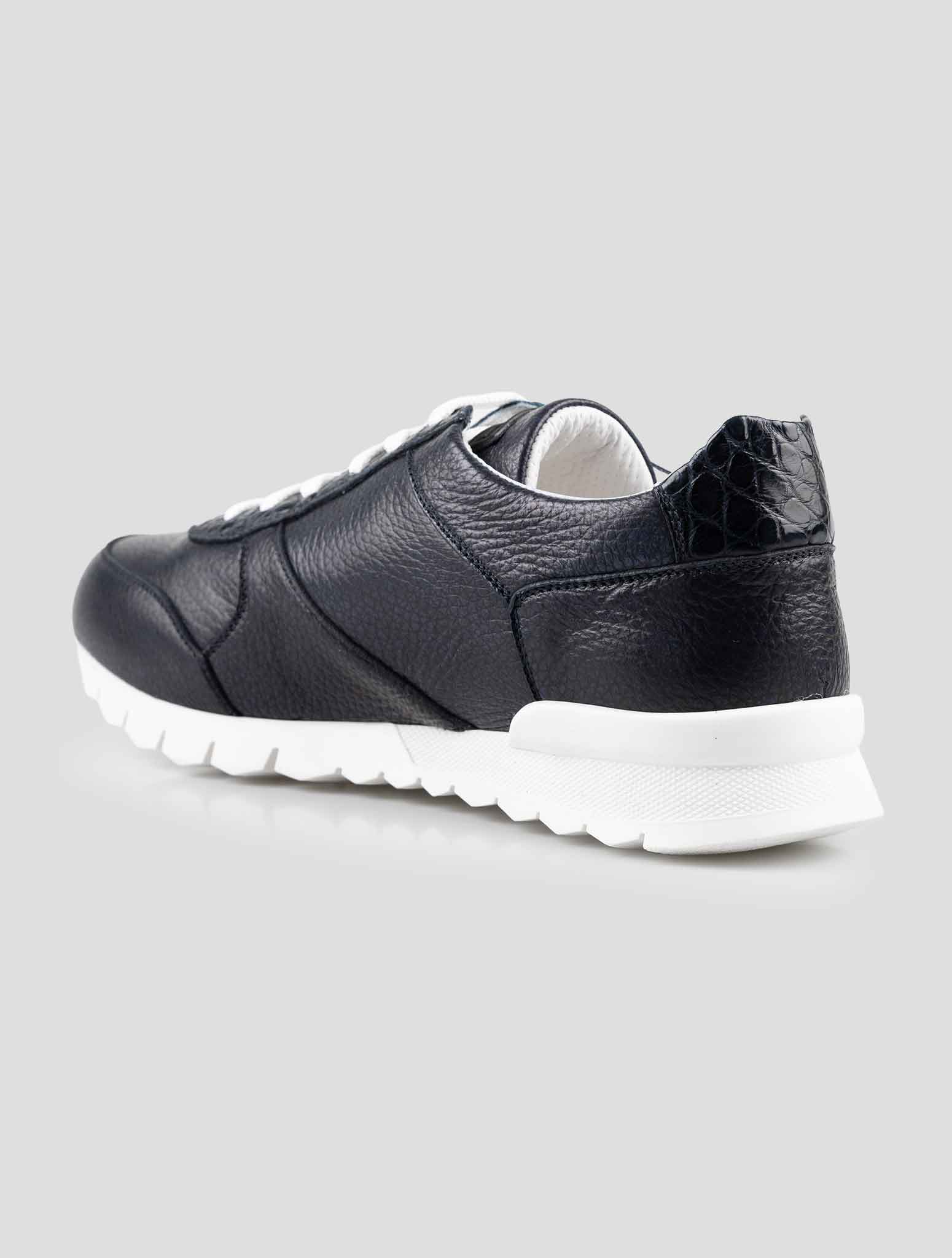 Kiton Blue Navy Leather Suede And Leather Crocodile Sneakers