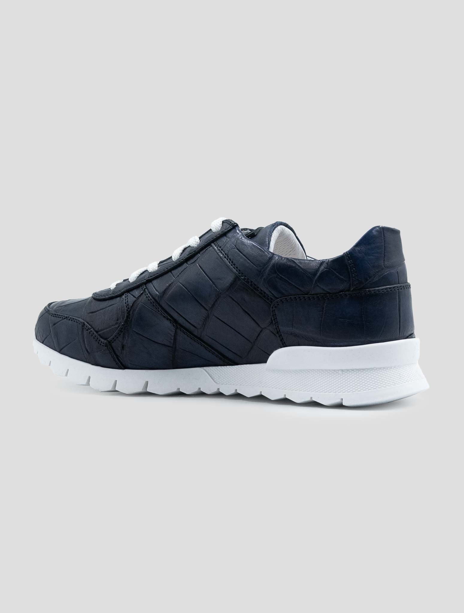 Kiton Blue Leather Crocodile Sneakers