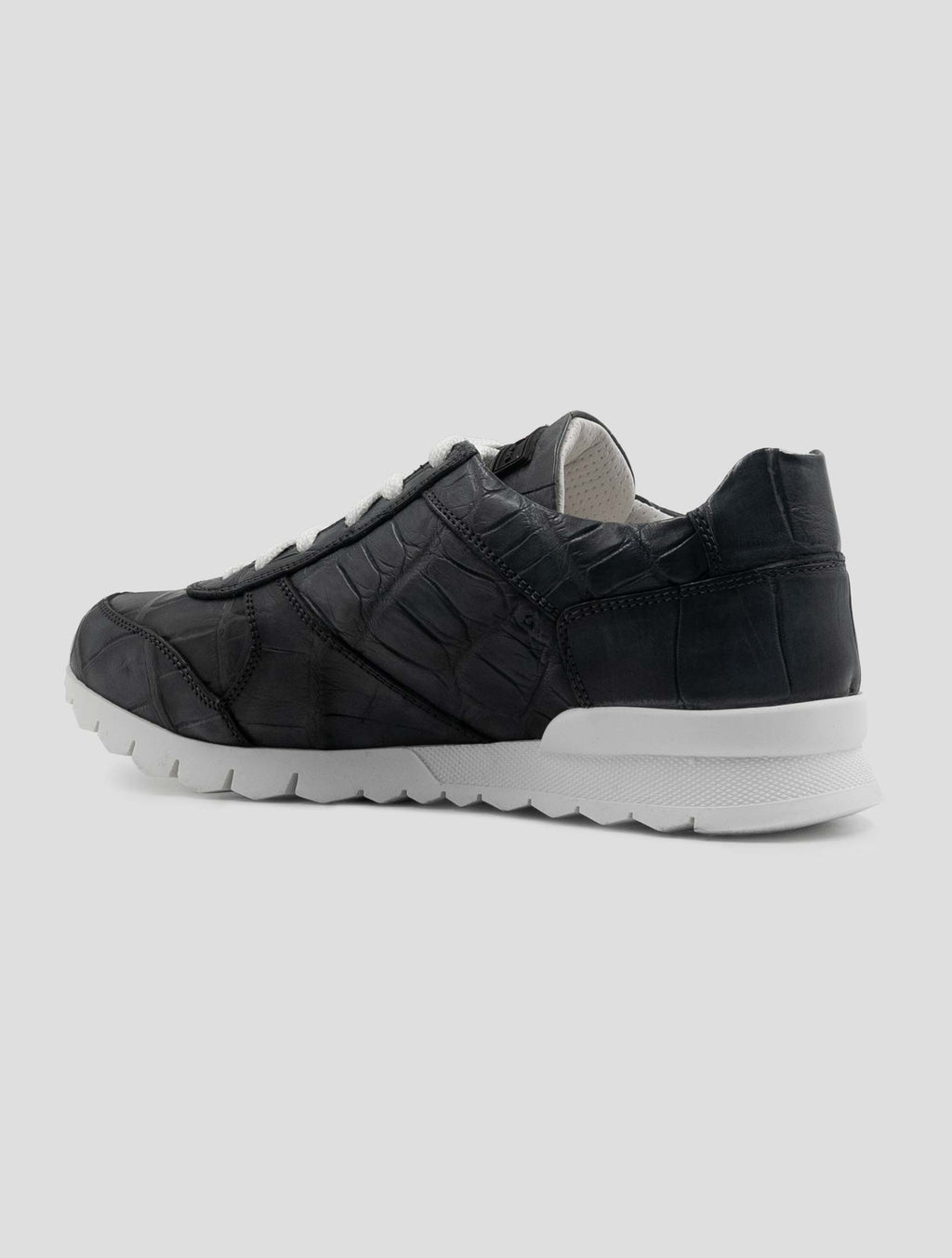 Kiton Gray Leather Crocodile Sneakers
