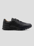 Kiton Black Leather Deer Shearling Fur Sneakers