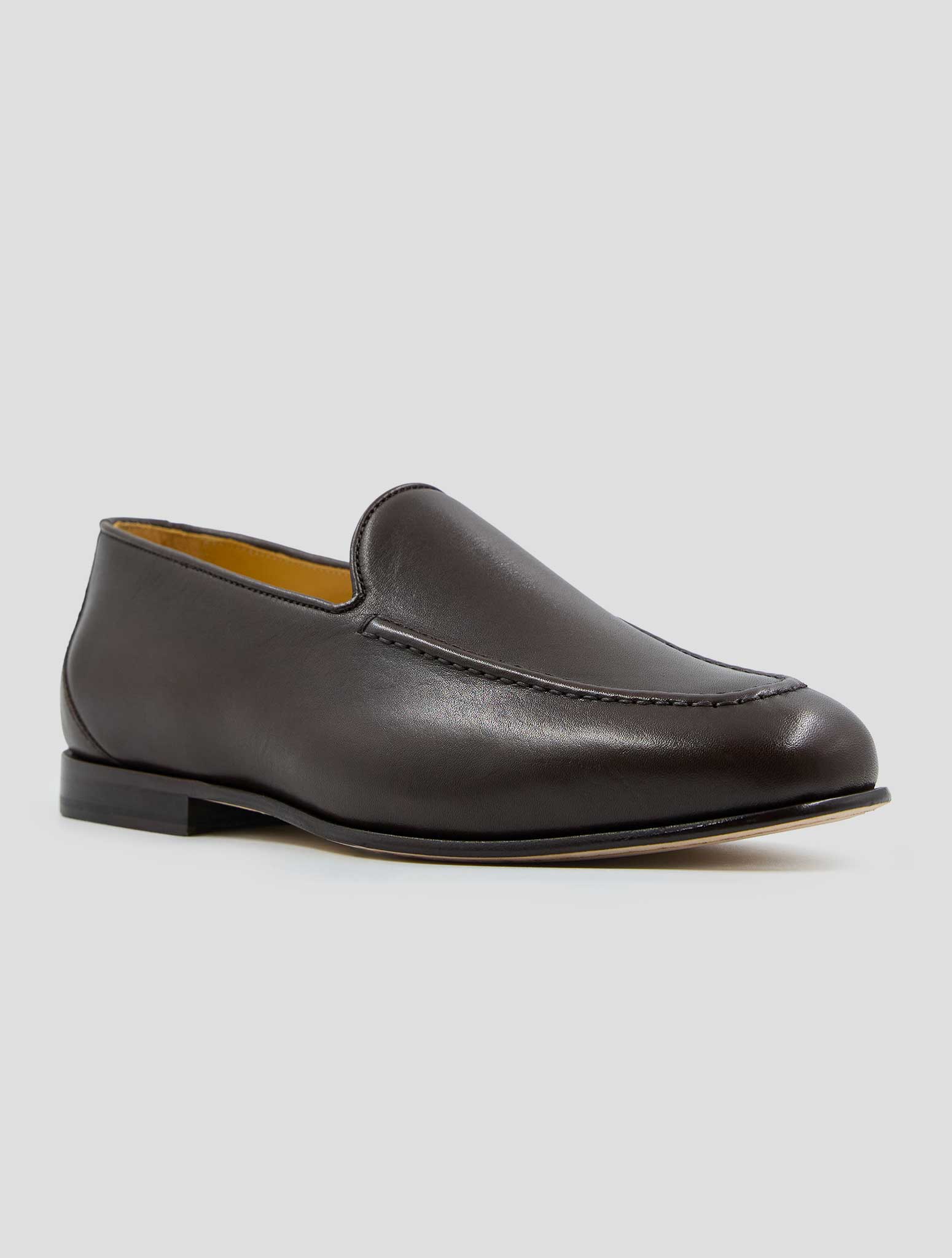 Kiton Brown Leather Loafers USSA404