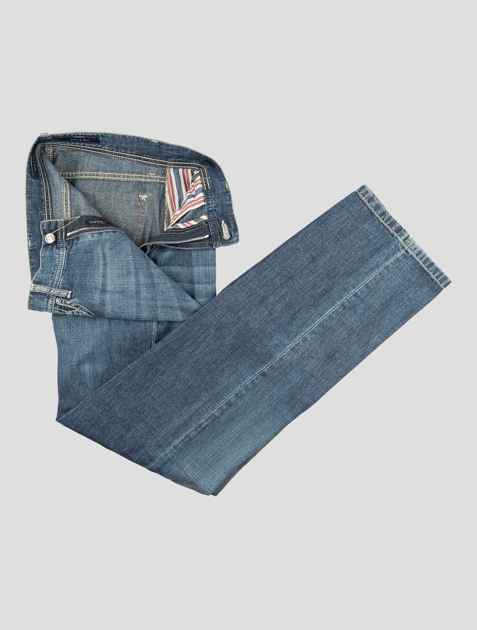 Stefano Ricci Blue Cotton-Linen Pants (TSTKSW0) - View 2