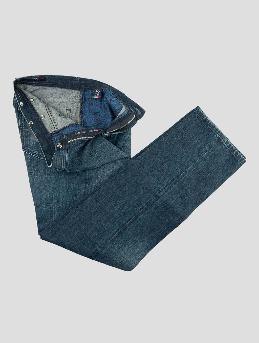 Stefano Ricci Blue Cotton Ostrich Insert Jeans - View 2