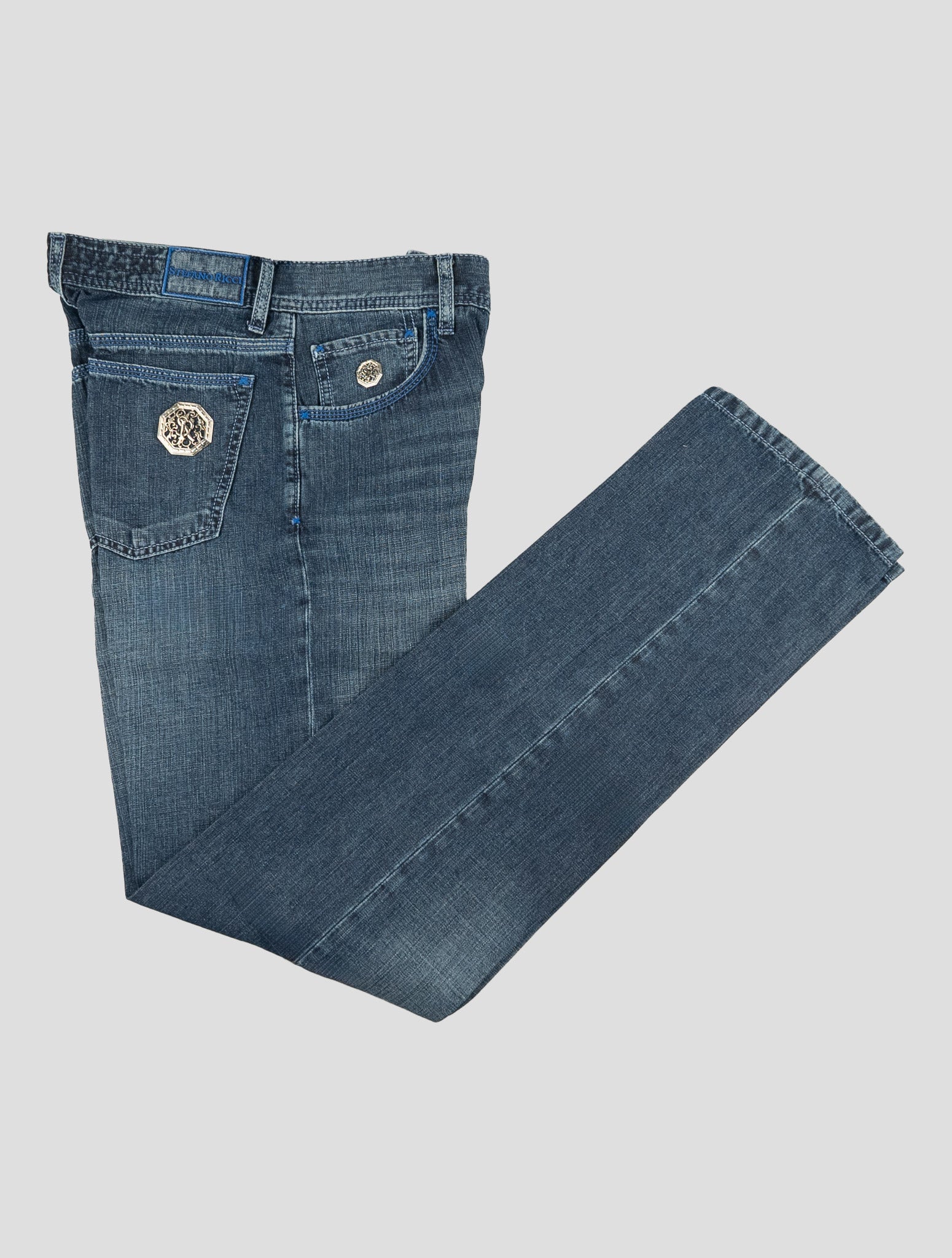 Stefano Ricci Blue Cotton-Linen Jeans (T01901LBD) - View 1