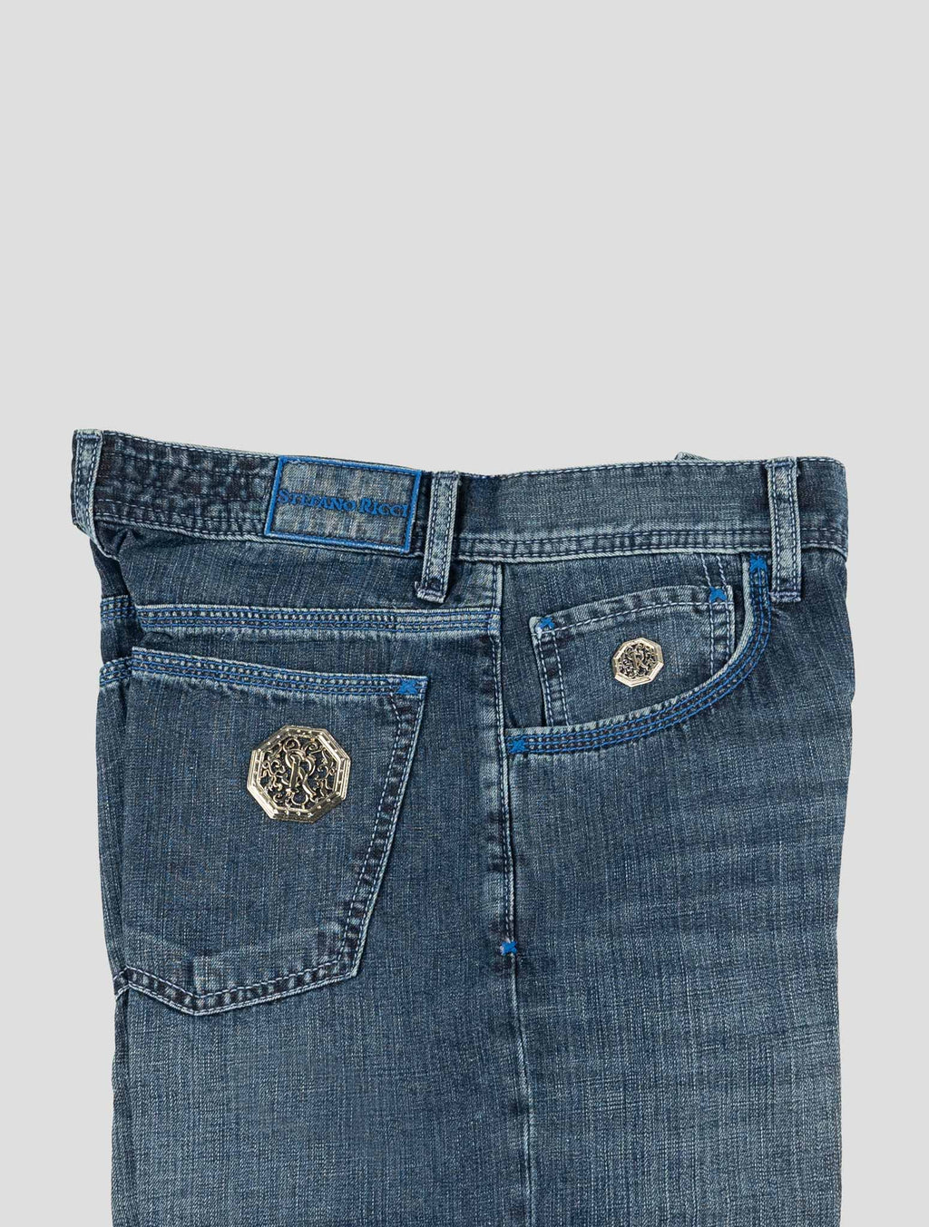 Stefano Ricci Blue Cotton-Linen Jeans (T01901LBD) - View 3