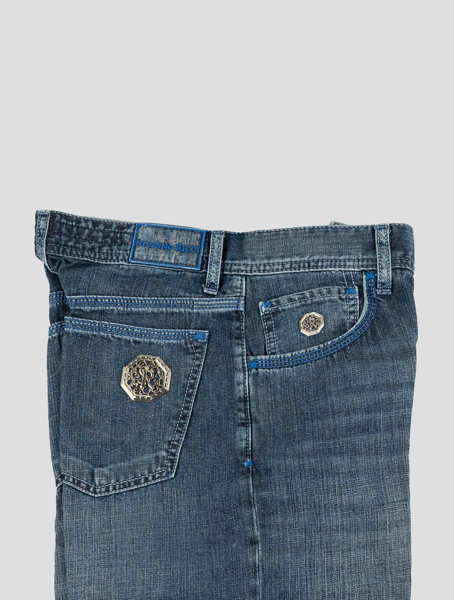 Stefano Ricci Blue Cotton-Linen Jeans (T01901LBD) - View 3