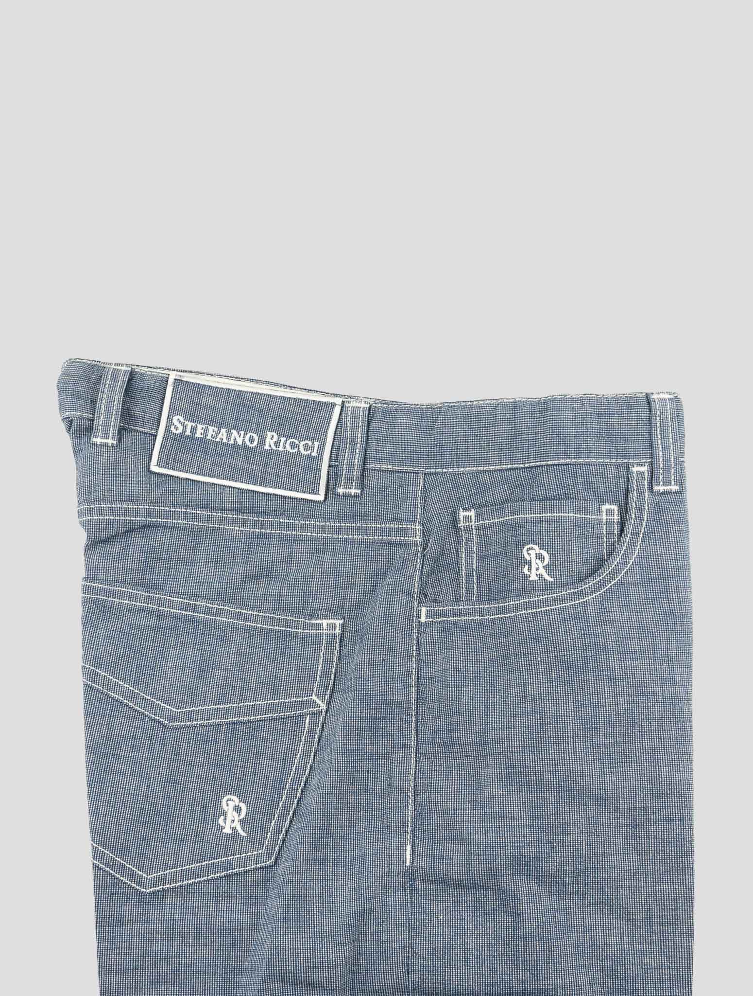 Stefano Ricci Blue Cotton Pants (T15T1) - View 3