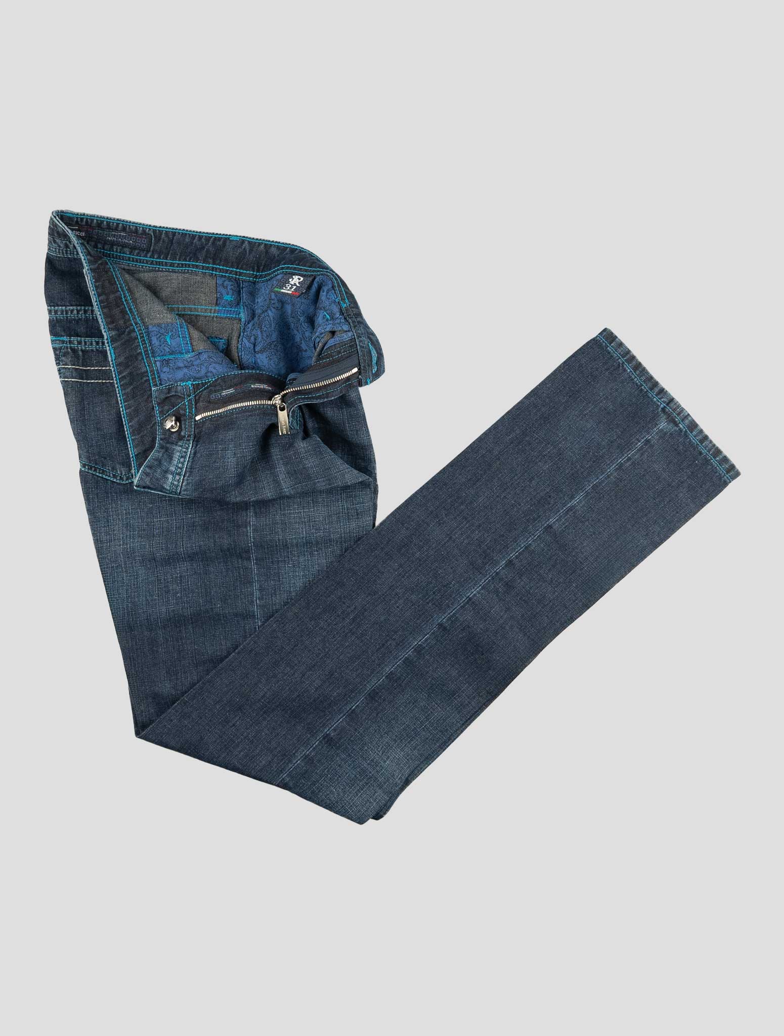 Stefano Ricci Blue Cotton-Linen Jeans (T1905AQU2) - View 2