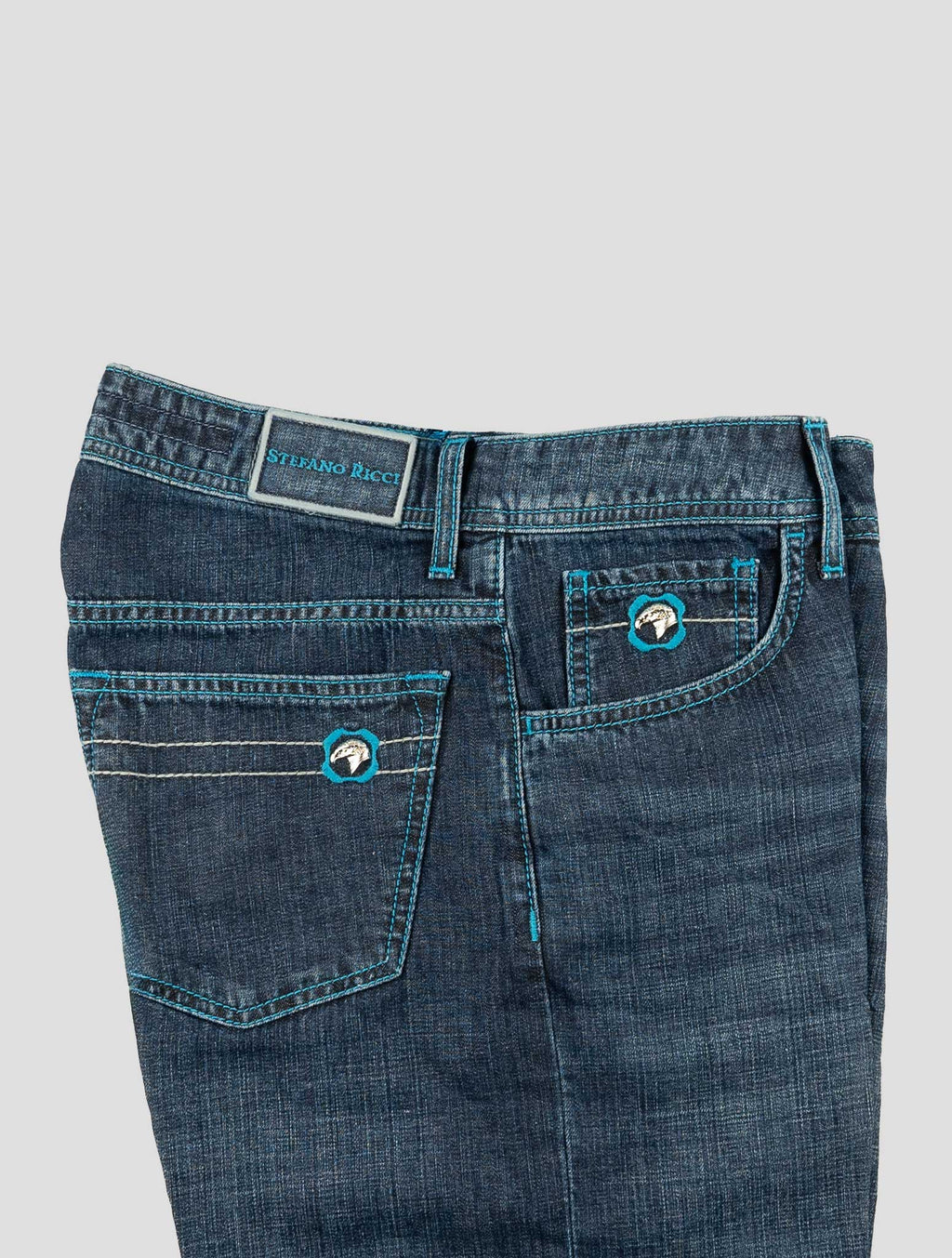 Stefano Ricci Blue Cotton-Linen Jeans (T1905AQU2) - View 3