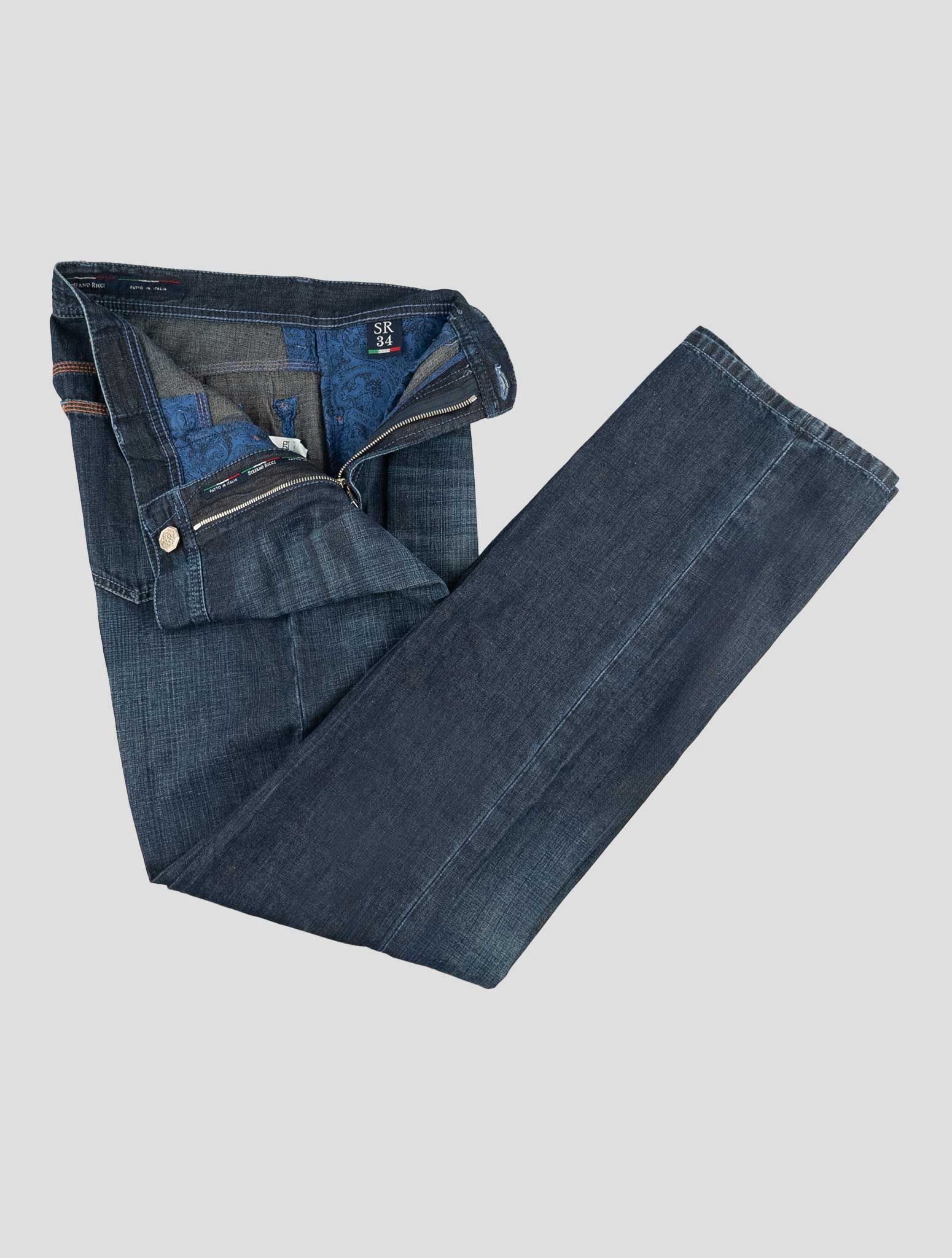 Stefano Ricci Blue Cotton-Linen Jeans (T1901DIVAR) - View 2