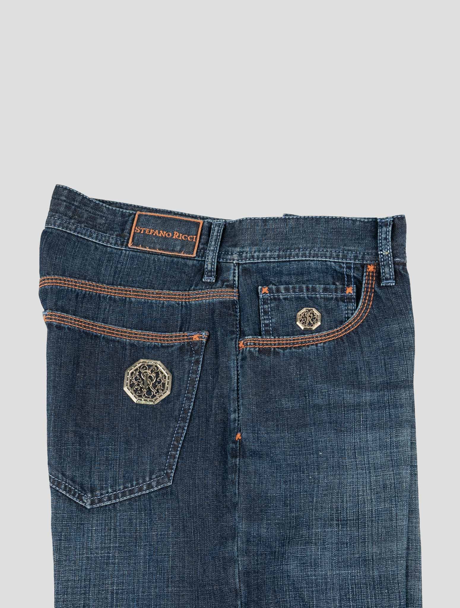 Stefano Ricci Blue Cotton-Linen Jeans (T1901DIVAR) - View 3