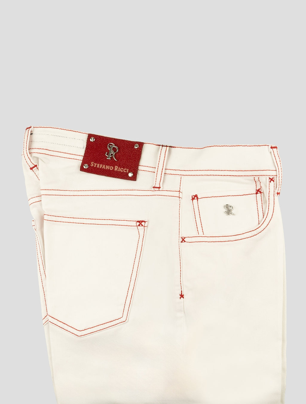 Stefano Ricci White Cotton Ray Skin Insert Jeans (T01901AG) - View 3