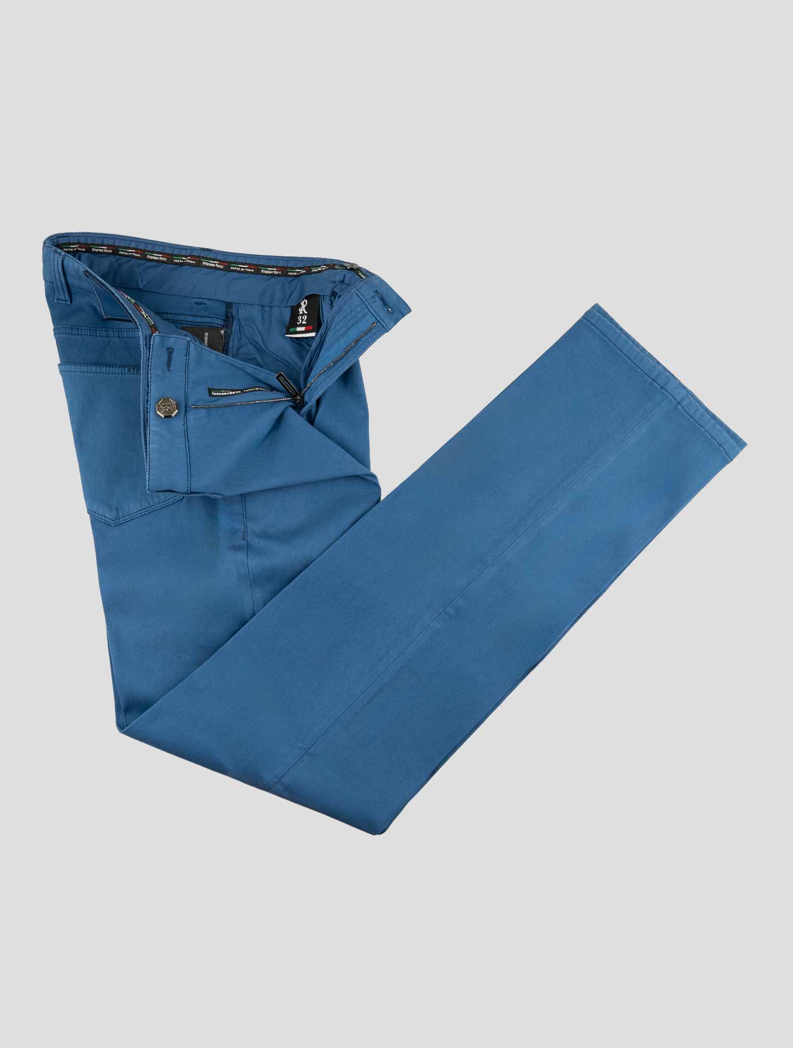 Stefano Ricci Blue Cotton Pants (MFT94R0160) - View 2