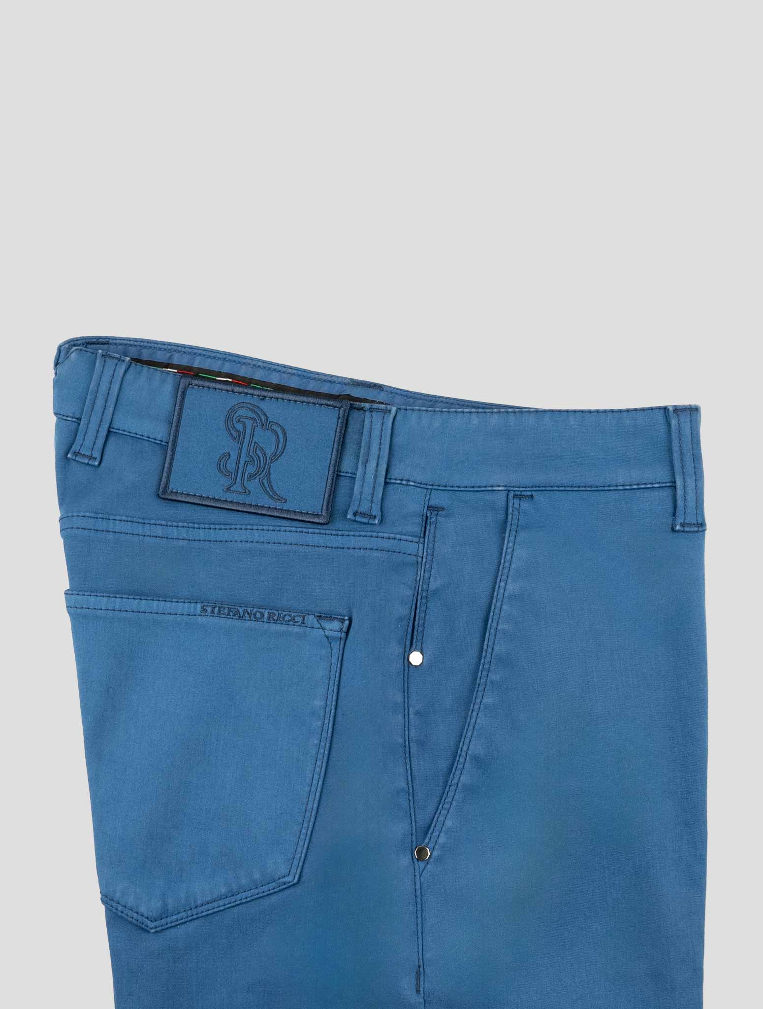 Stefano Ricci Blue Cotton Pants (MFT94R0160) - View 3